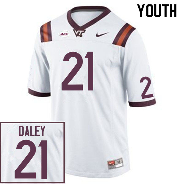 Youth #21 Tae Daley Virginia Tech Hokies College Football Jerseys Sale-White - Click Image to Close